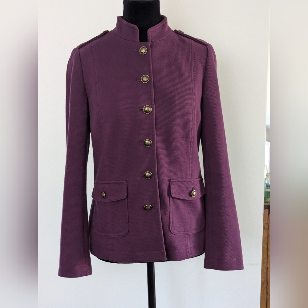 Talbots Purple Jacket military style size 4 - Picture 7 of 11